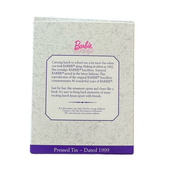 Hallmark Keepsake Ornament Barbie Lunchbox 40th Anniversary Edition 1999 NIB VTG - Picture 3 of 5